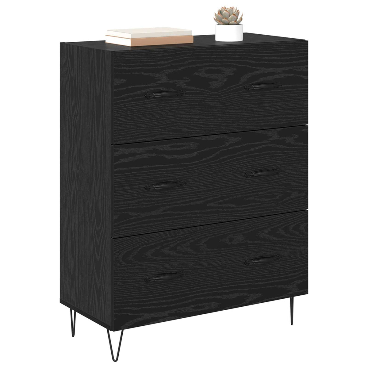 Vidaxl dressoir zwart eiken 69,5 x 34 x 90 cm gemonteerd hout en ijzer