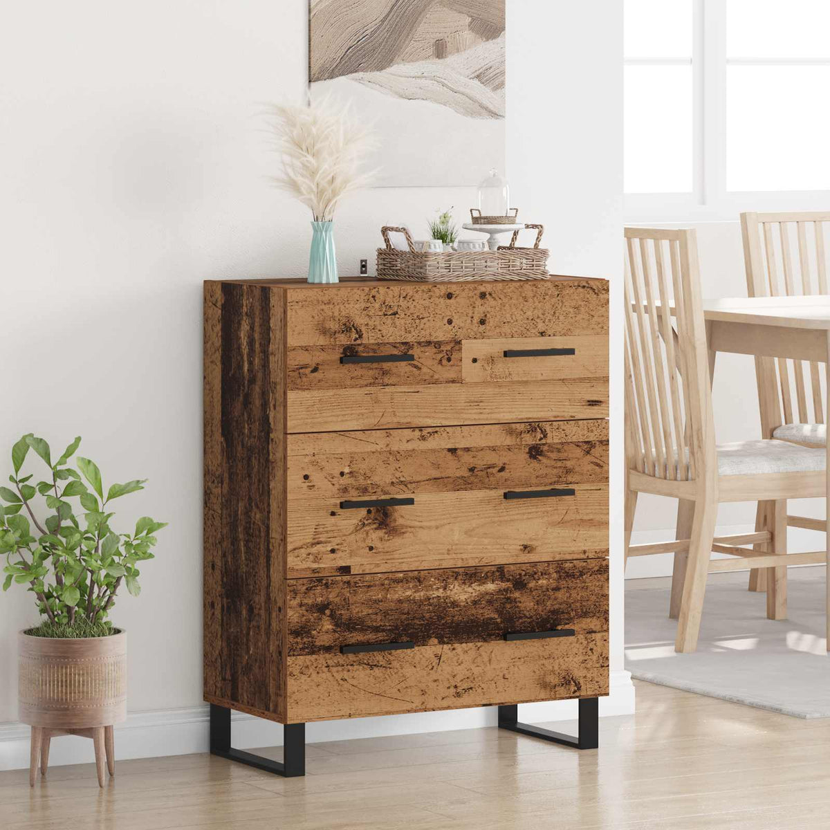 Vidaxl dressoir oud hout 69,5 x 34 x 90 cm gemonteerd hout en ijzer