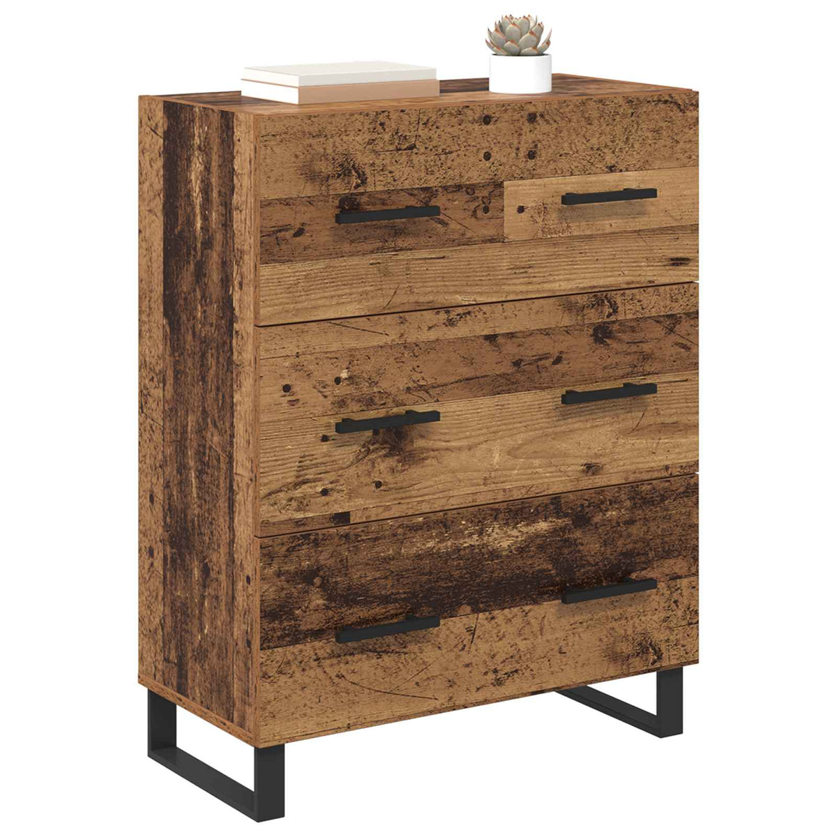 Vidaxl dressoir oud hout 69,5 x 34 x 90 cm gemonteerd hout en ijzer