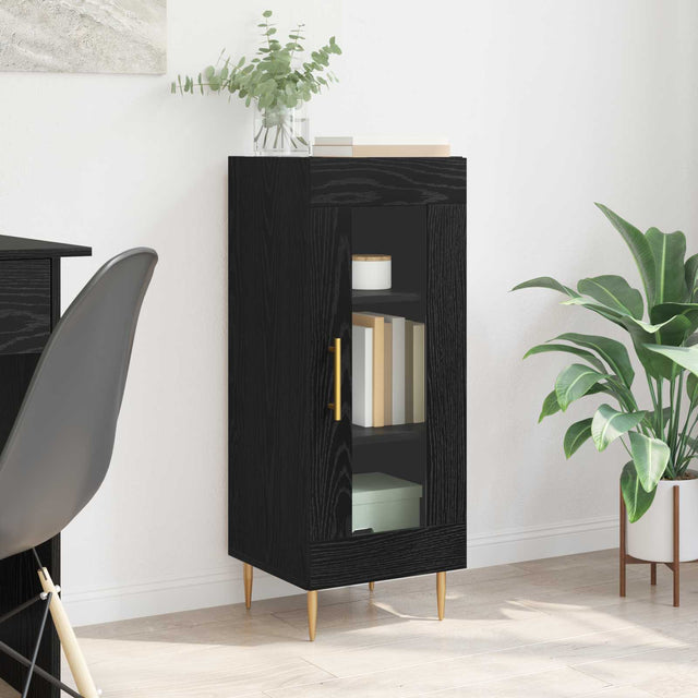 Vidaxl dressoir zwart eiken 34 x 34.5 x 90 cm bewerkt hout