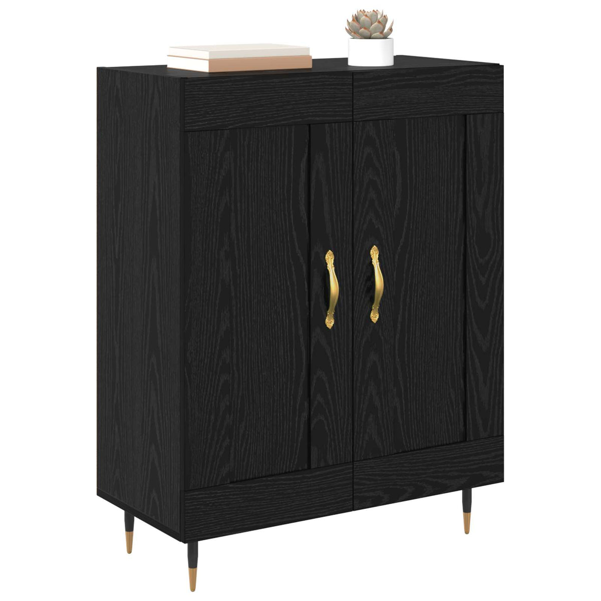 Vidaxl dressoir zwart eiken 69,5 x 34 x 90 cm bewerkt hout