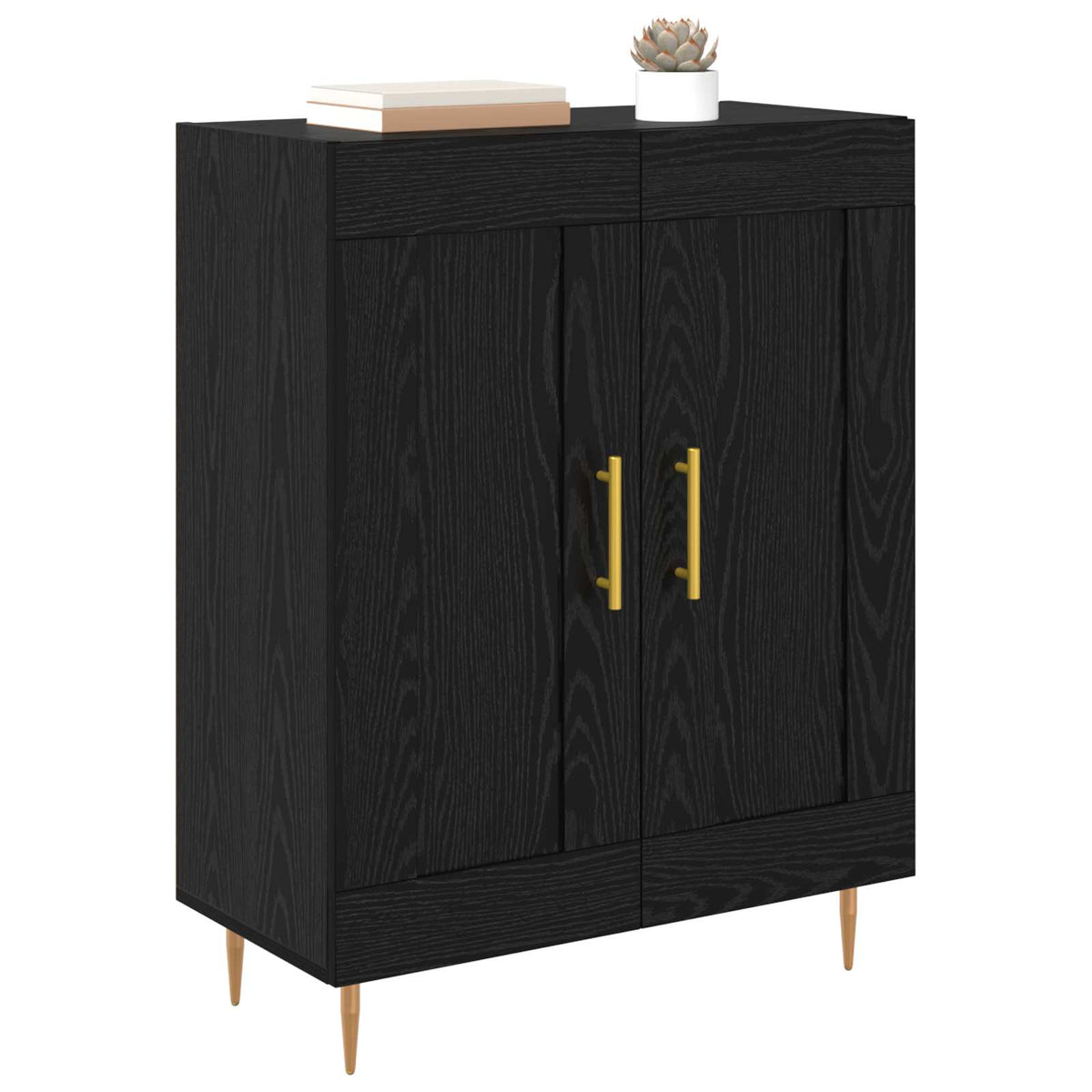 Vidaxl dressoir zwart eiken 69,5 x 34 x 90 cm gemonteerd hout en ijzer