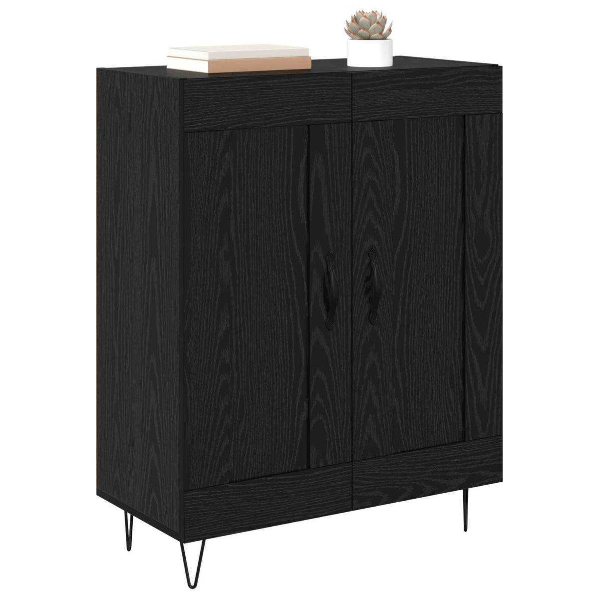 Vidaxl dressoir zwart eiken 69,5 x 34 x 90 cm gemonteerd hout en ijzer