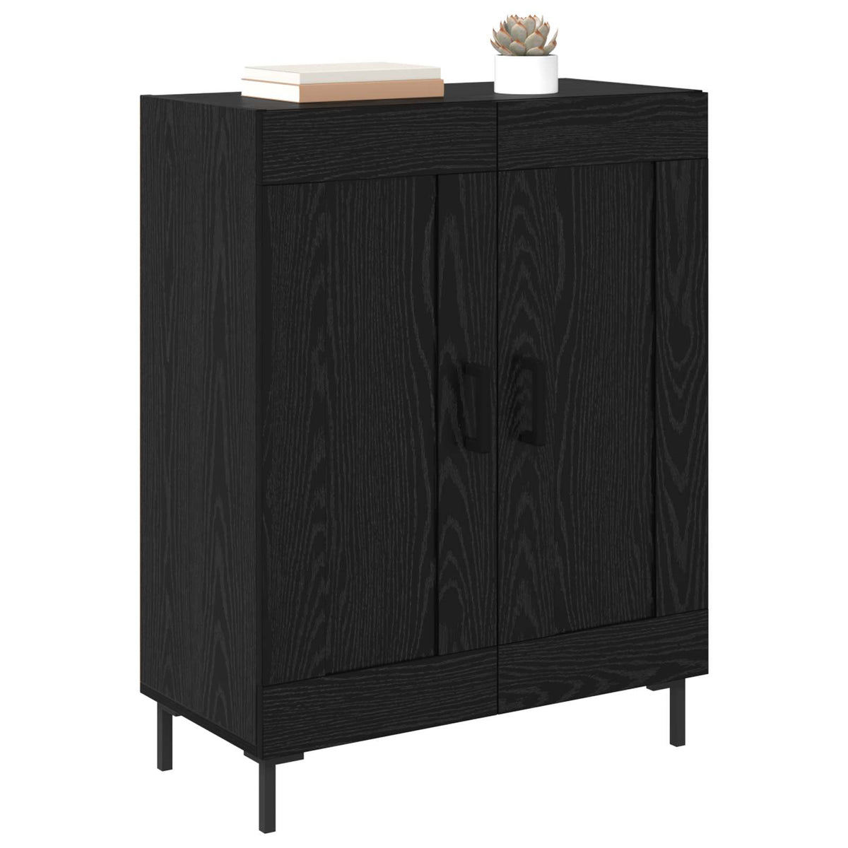 Vidaxl dressoir zwart eiken 69,5 x 34 x 90 cm gemonteerd hout en ijzer