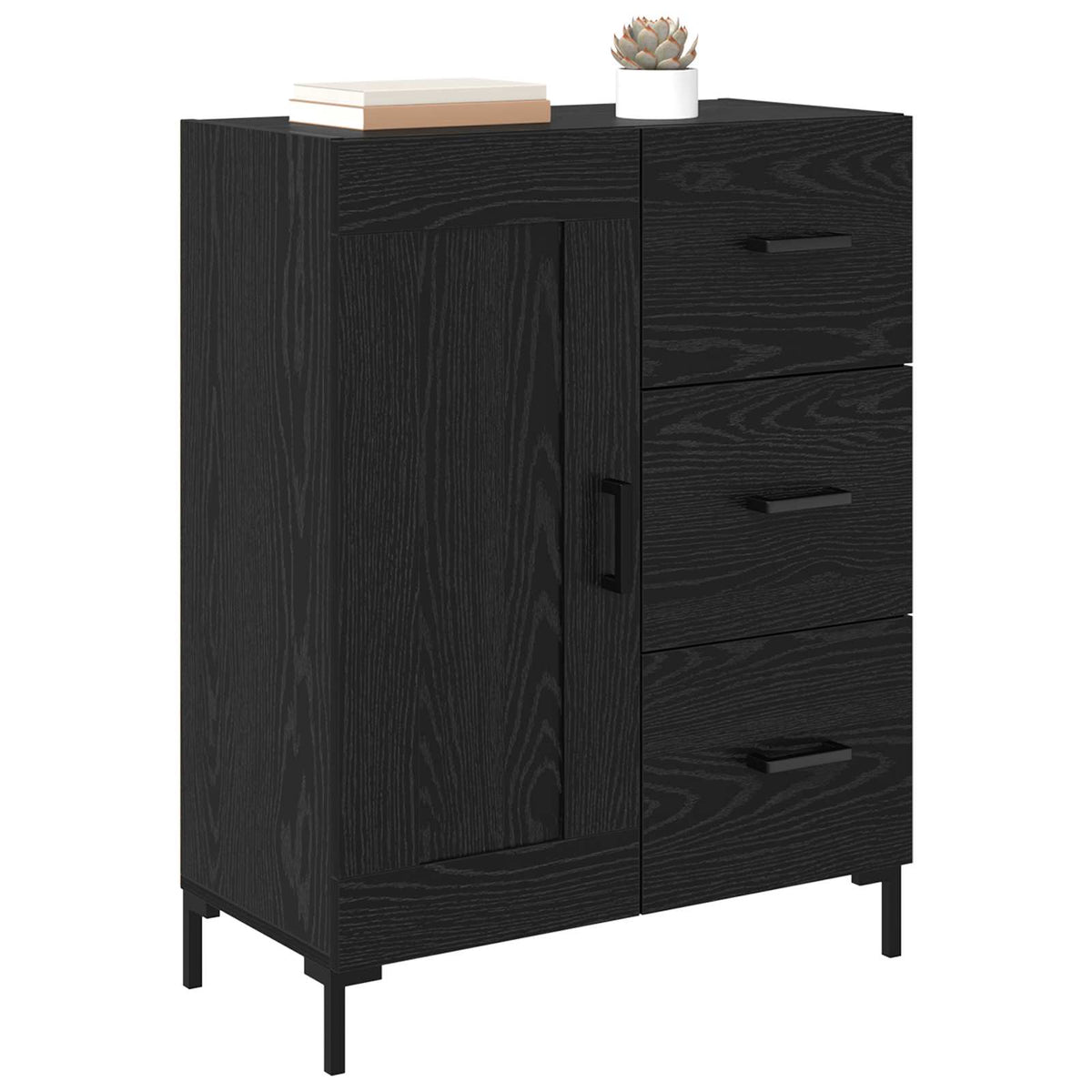 Vidaxl dressoir zwart eiken 69.5 x 34 x 90 cm bewerkt hout