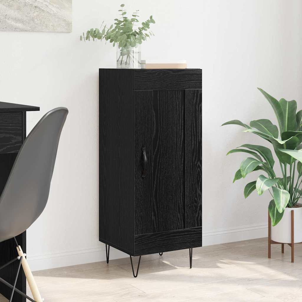 Vidaxl dressoir zwart eiken 34,5 x 34 x 90 cm gemonteerd hout en ijzer