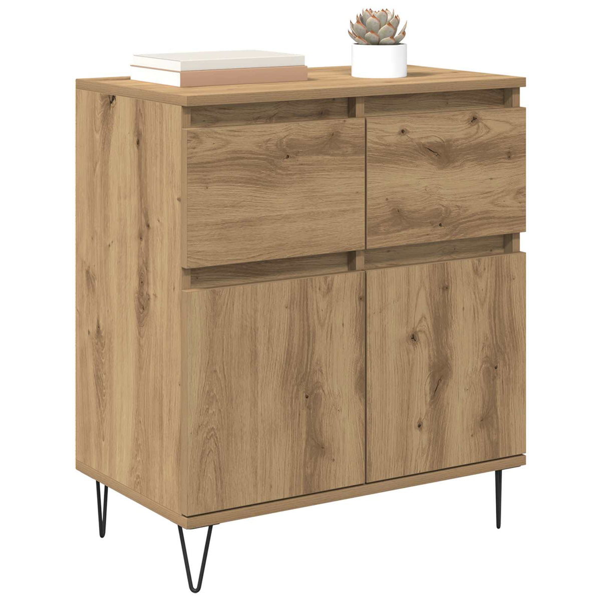 Vidaxl dressoir artisan eiken 60 x 35 x 70 cm gemonteerd hout en ijzer