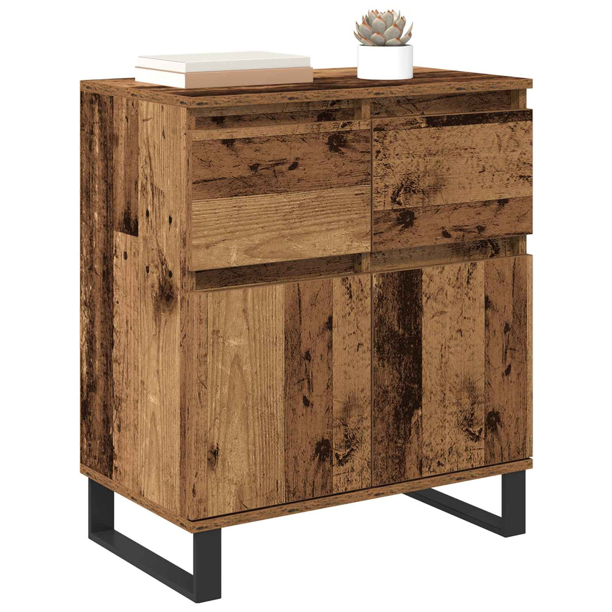 Vidaxl dressoir oud hout 60 x 35 x 70 cm gemonteerd hout en ijzer