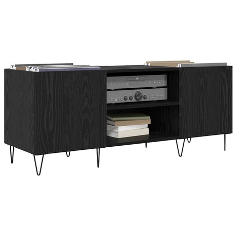 Vidaxl platenkast met plank met opslag zwart eiken 121 x 38 x 48 cm