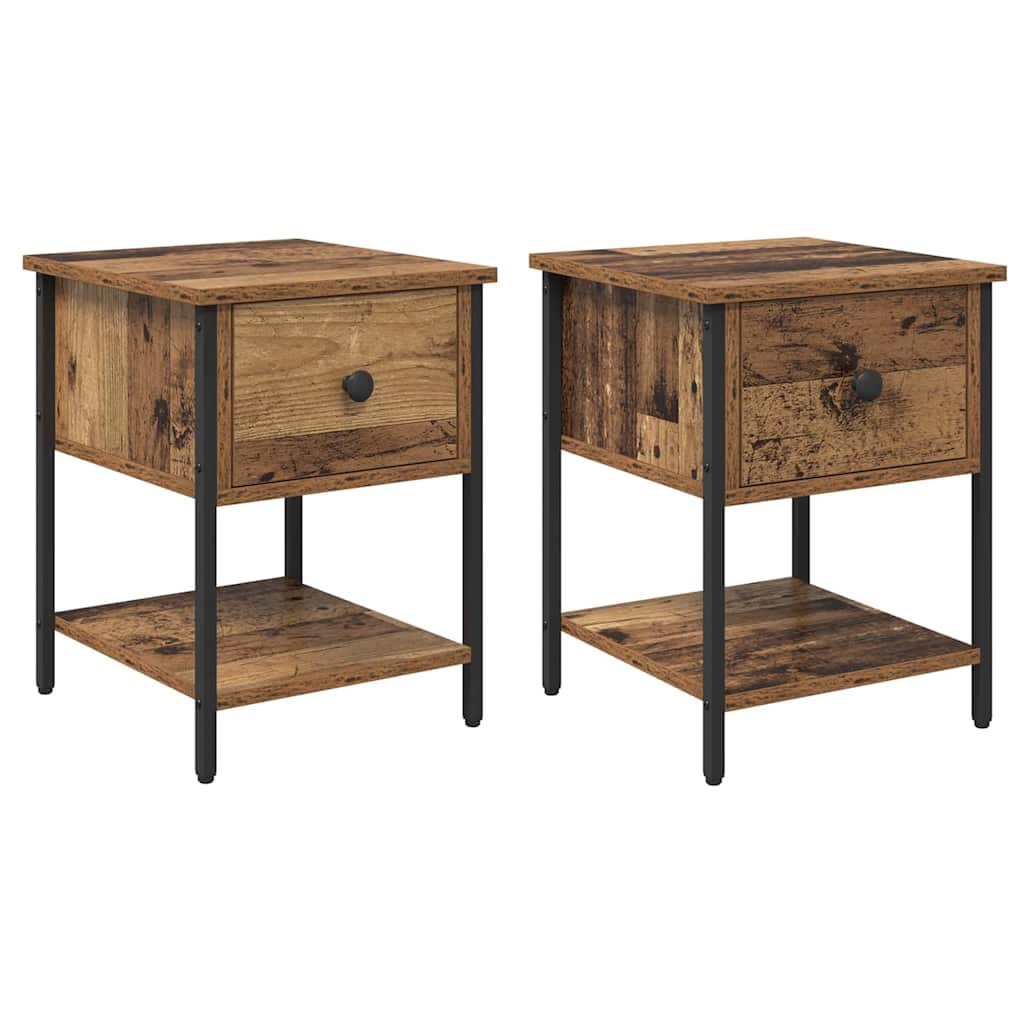 Vidaxl nachtkastje 2 st oudhout 34 x 35,5 x 45 cm bewerkt hout