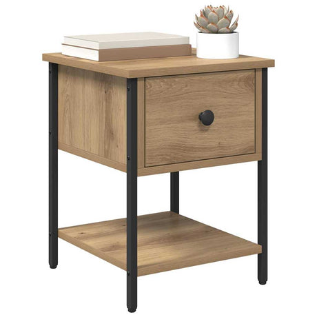 Vidaxl nachtkastje artisan eiken 34 x 35,5 x 45 cm bewerkt hout