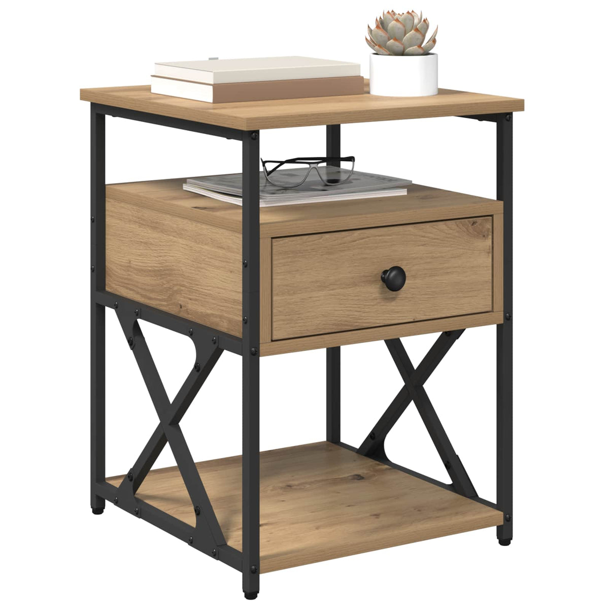 Vidaxl nachtkastje artisan eiken 40 x 42 x 55 cm bewerkt hout