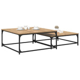 Vidaxl salontafel 2 st artisan eiken 80 x 80 x 35 cm bewerkt hout
