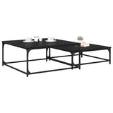 Vidaxl salontafel 2 st zwart eiken 80 x 80 x 35 cm bewerkt hout