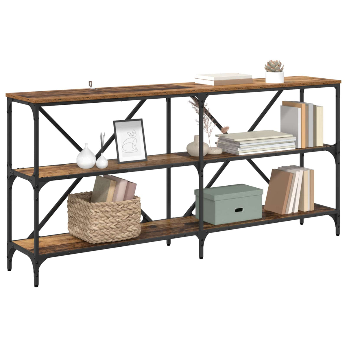 Vidaxl wandtafel oudhout 160 x 30 x 75 cm bewerkt hout