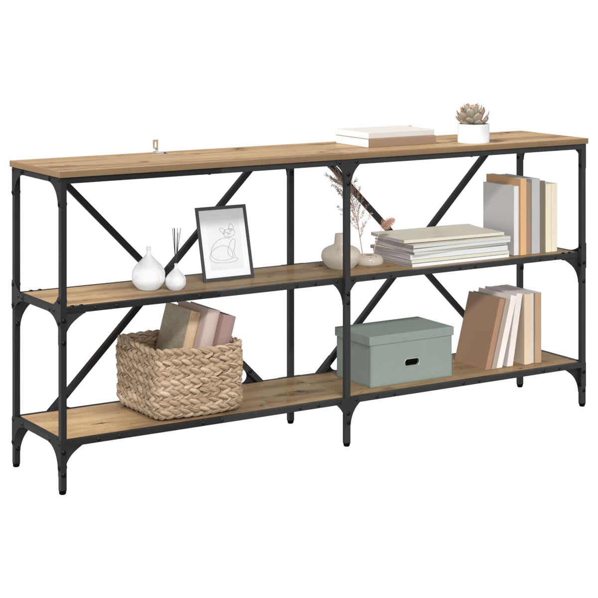 Vidaxl wandtafel artisan eiken 160 x 30 x 75 cm bewerkt hout