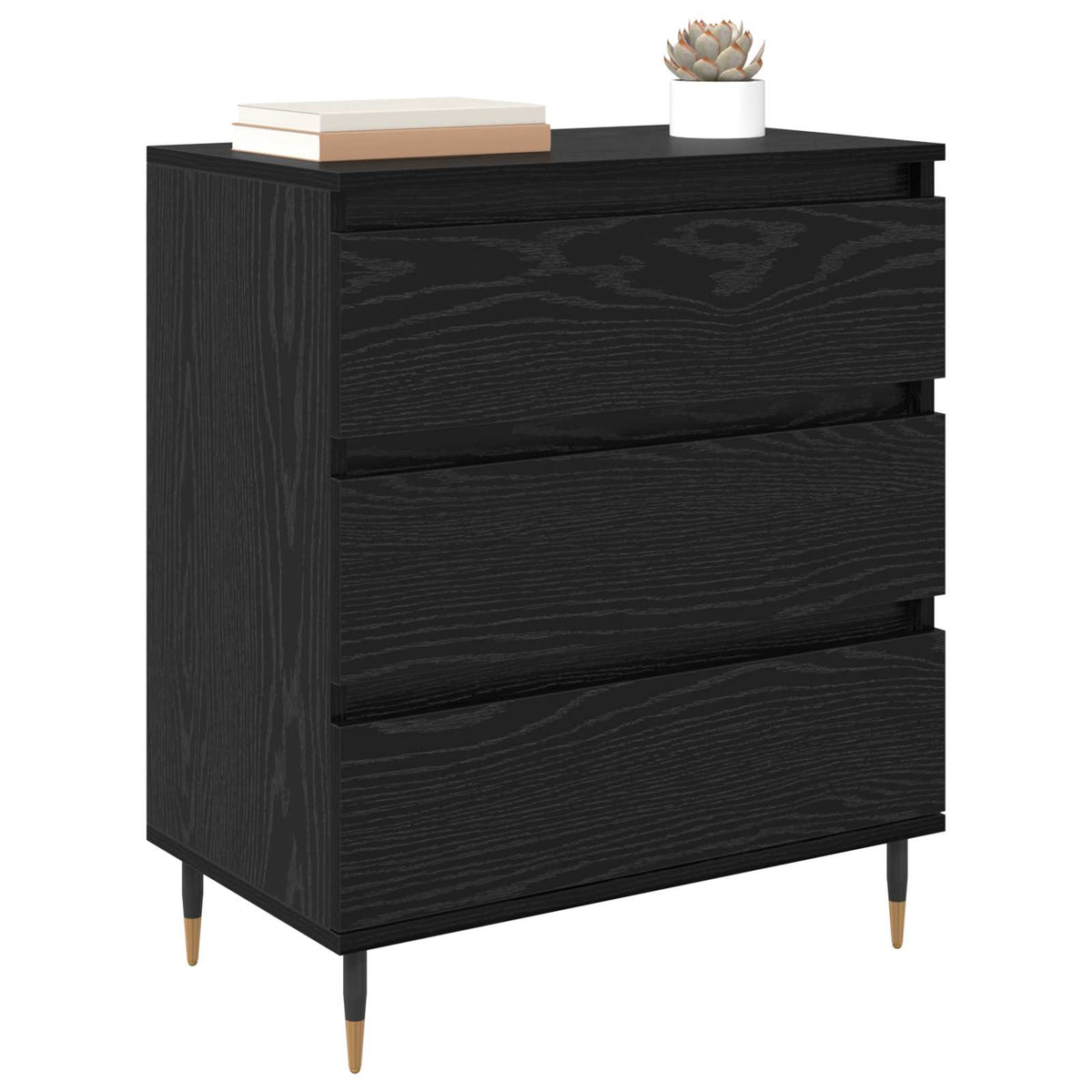 Vidaxl dressoir zwart eiken 60 x 35 x 70 cm bewerkt hout