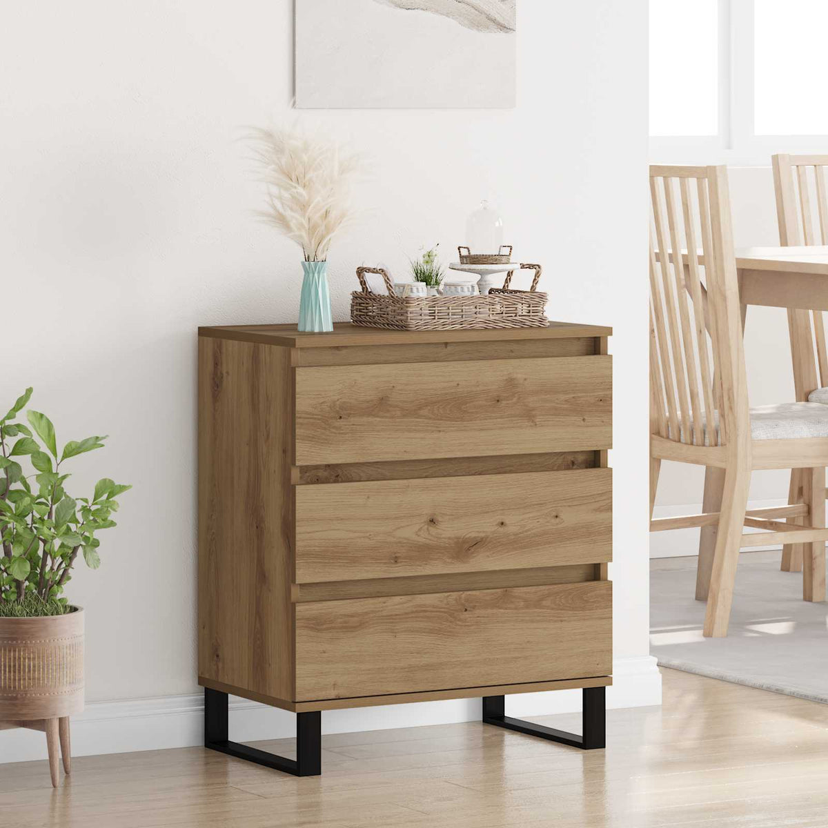 Vidaxl dressoir artisan eiken 60 x 35 x 70 cm bewerkt hout