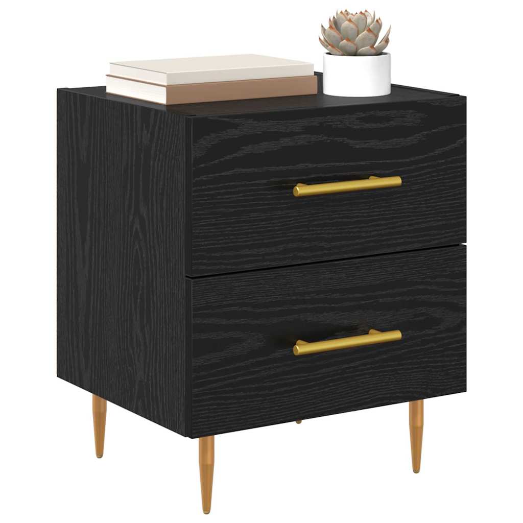 Vidaxl nachtkastje 2 st zwart eiken 40 x 35 x 47,5 cm bewerkt hout