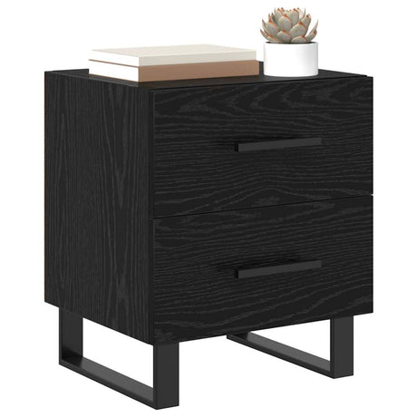 Vidaxl nachtkastje zwart eiken 40 x 35 x 47,5 cm bewerkt hout