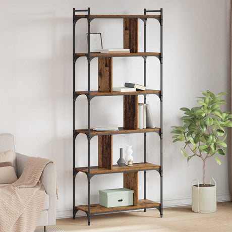 Vidaxl boekenkast 5-laags 76 x 32 x 192 cm bewerkt hout oud hout
