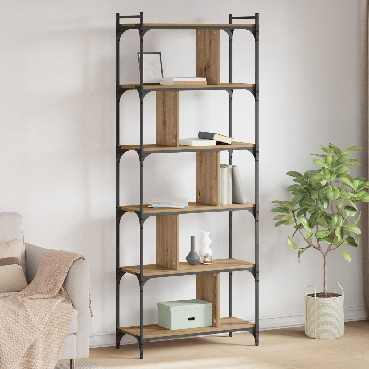 Vidaxl boekenkast 5-laags 76 x 32 x 192 cm bewerkt hout