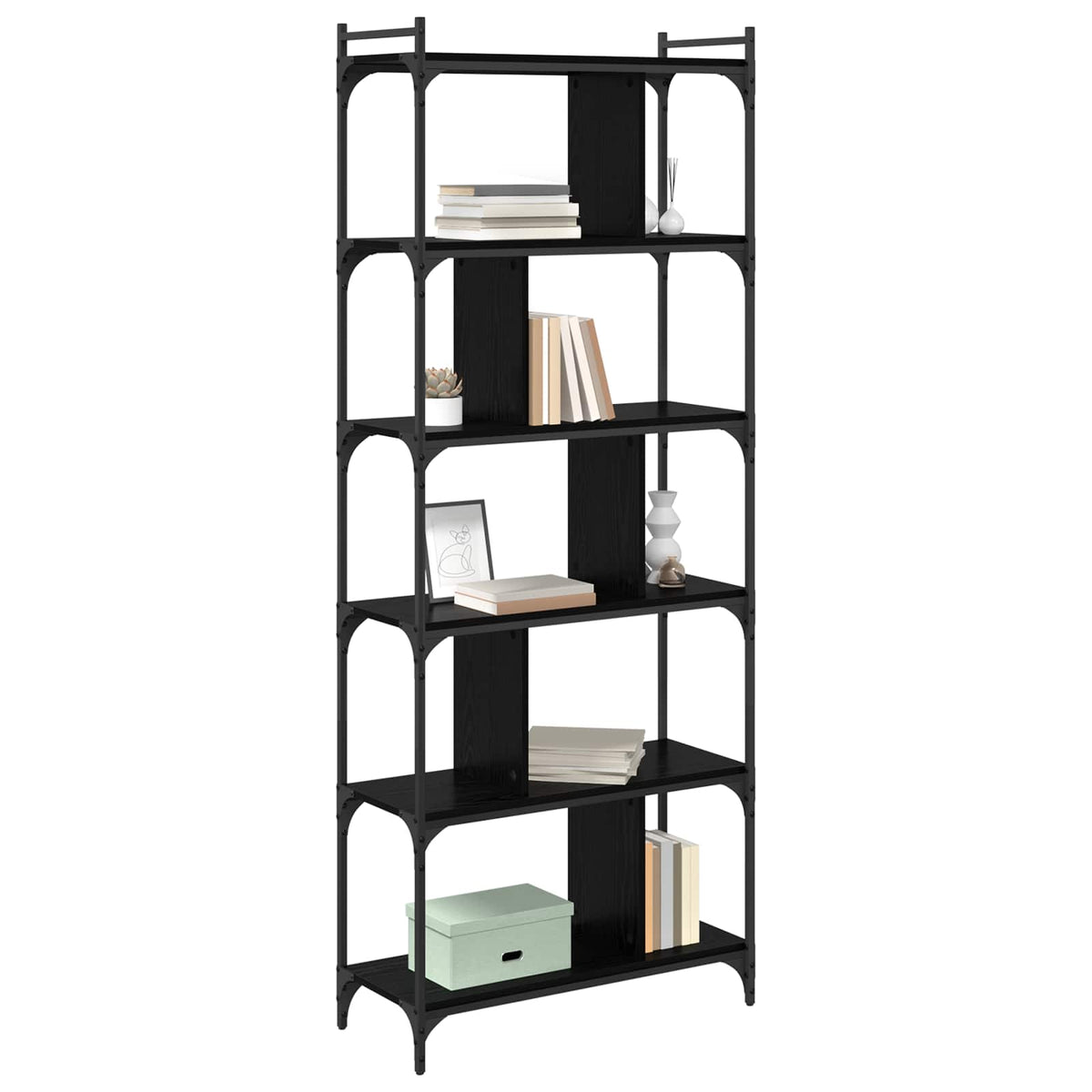 Vidaxl boekenkast 5-laags 76 x 32 x 192 cm bewerkt hout zwart eiken