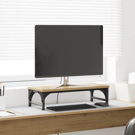 Vidaxl monitor stand artisanaal eiken 55 x 23 x 14 cm bewerkt hout
