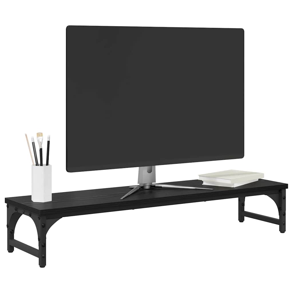 Vidaxl monitor stand zwart eiken 85 x 23 x 15,5 cm bewerkt hout