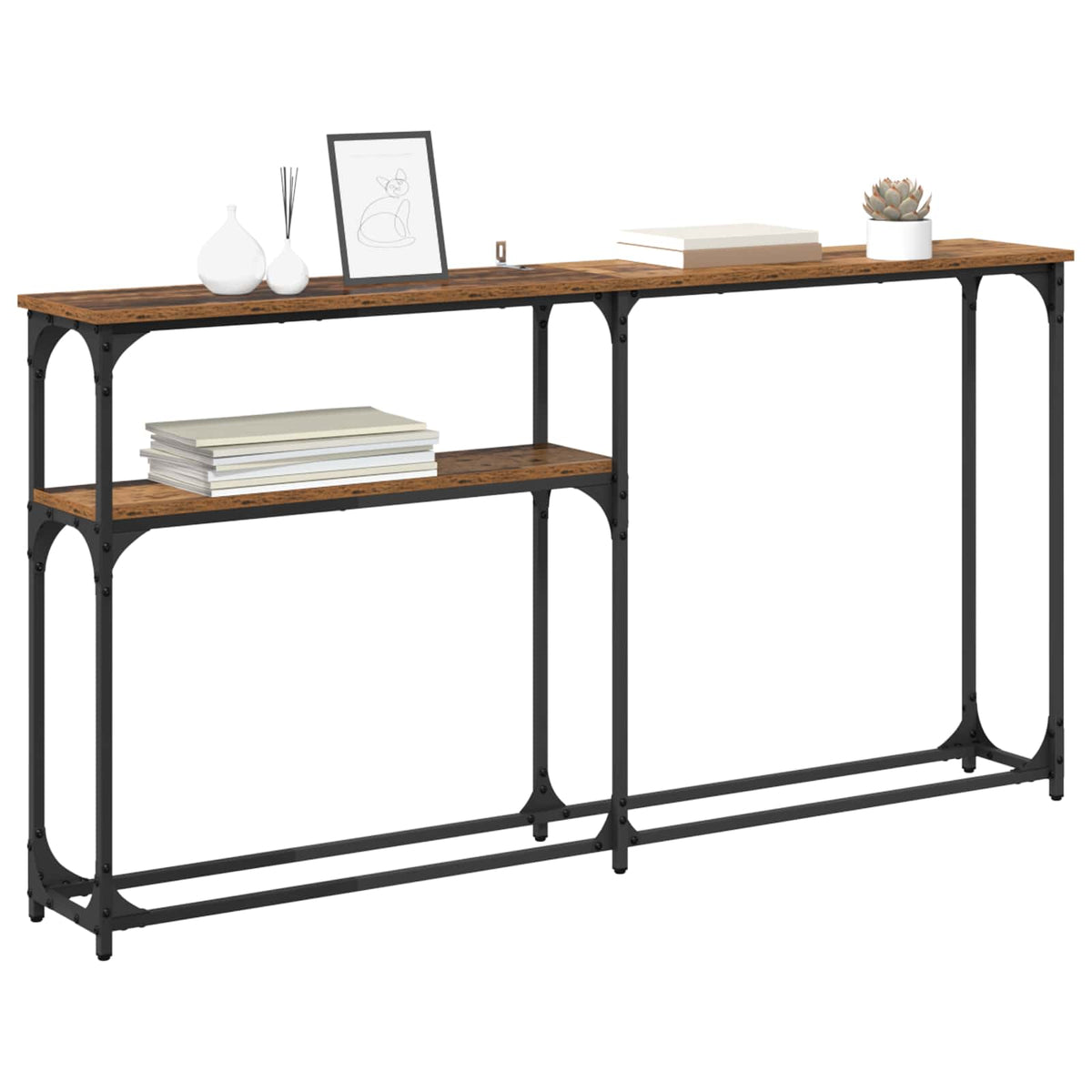 Vidaxl consoletafel oud hout 145 x 22,5 x 75 cm bewerkt hout