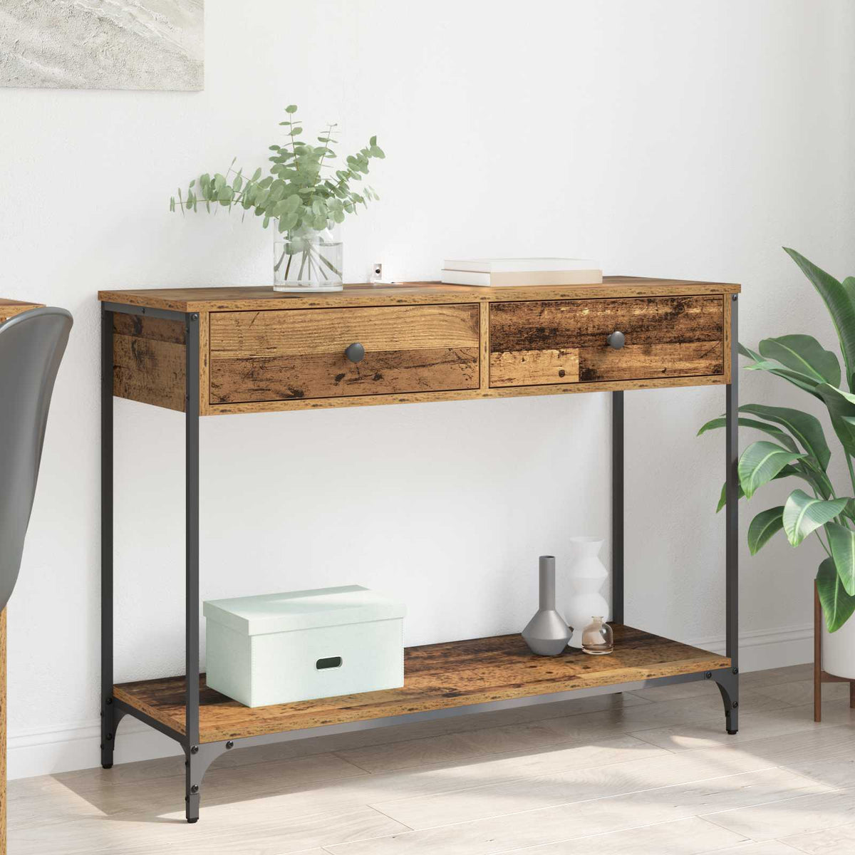 Vidaxl wandtafel oud hout 100 x 34,5 x 75 cm bewerkt hout
