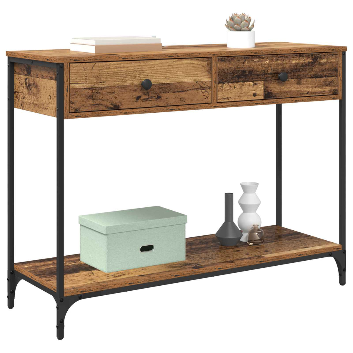 Vidaxl wandtafel oud hout 100 x 34,5 x 75 cm bewerkt hout