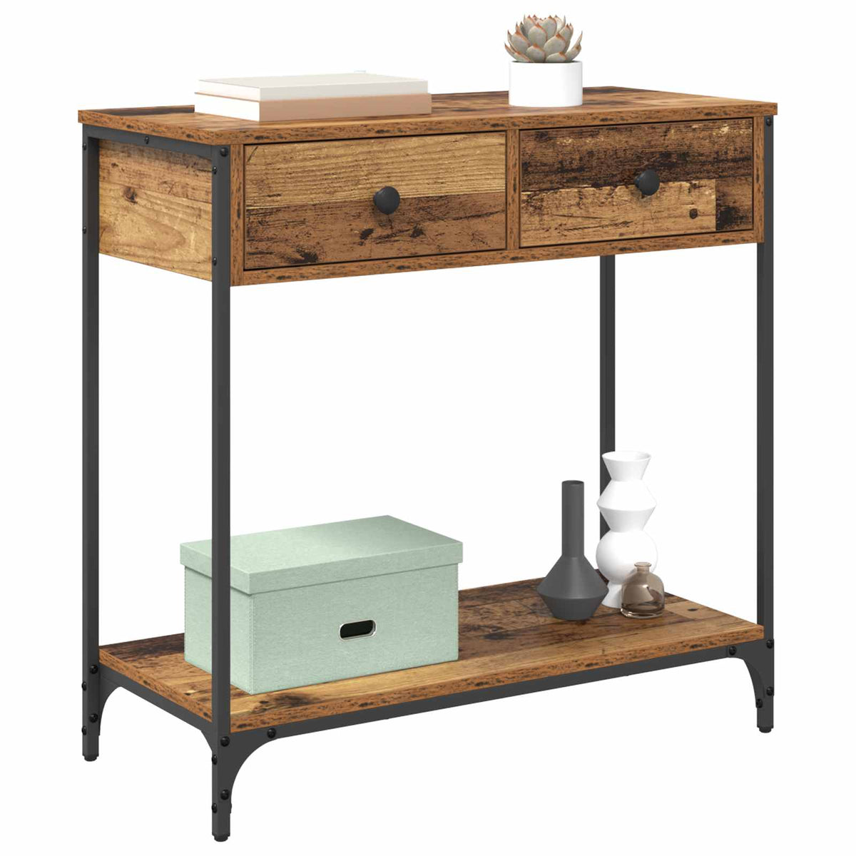 Vidaxl wandtafel oud hout 75 x 34,5 x 75 cm bewerkt hout