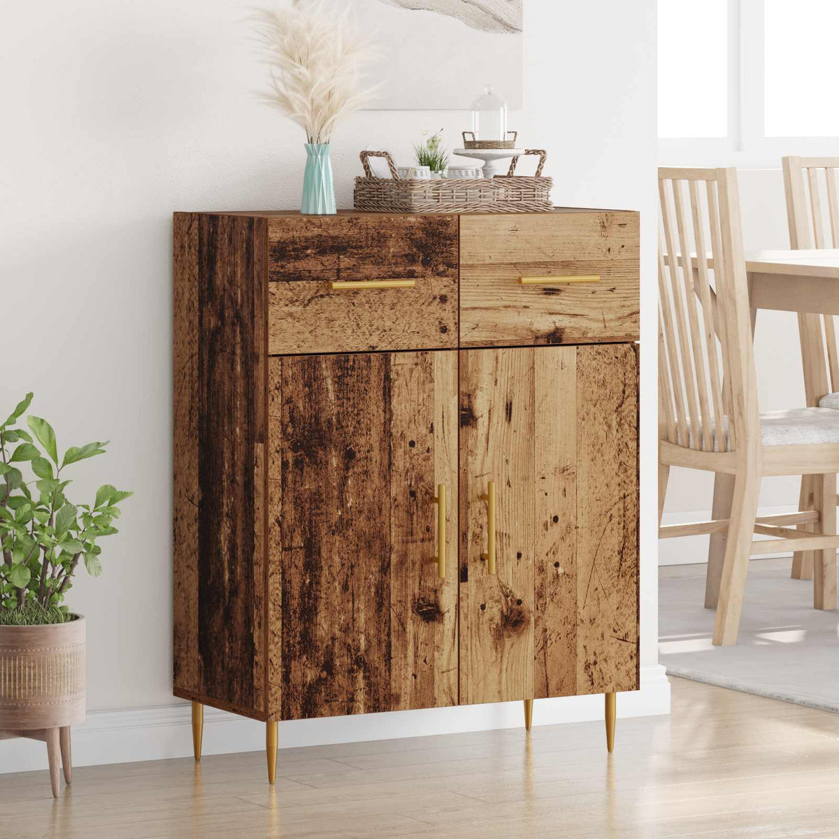 Vidaxl dressoir oud hout 69,5 x 34 x 90 cm bewerkt hout