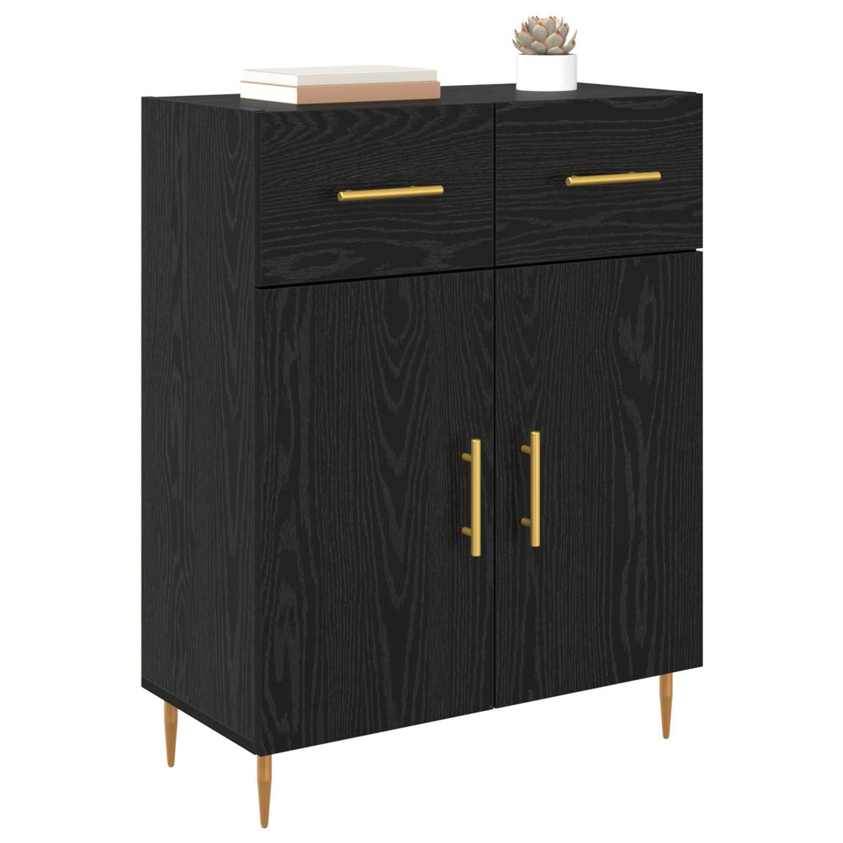 Vidaxl dressoir zwart eiken 69,5 x 34 x 90 cm bewerkt hout