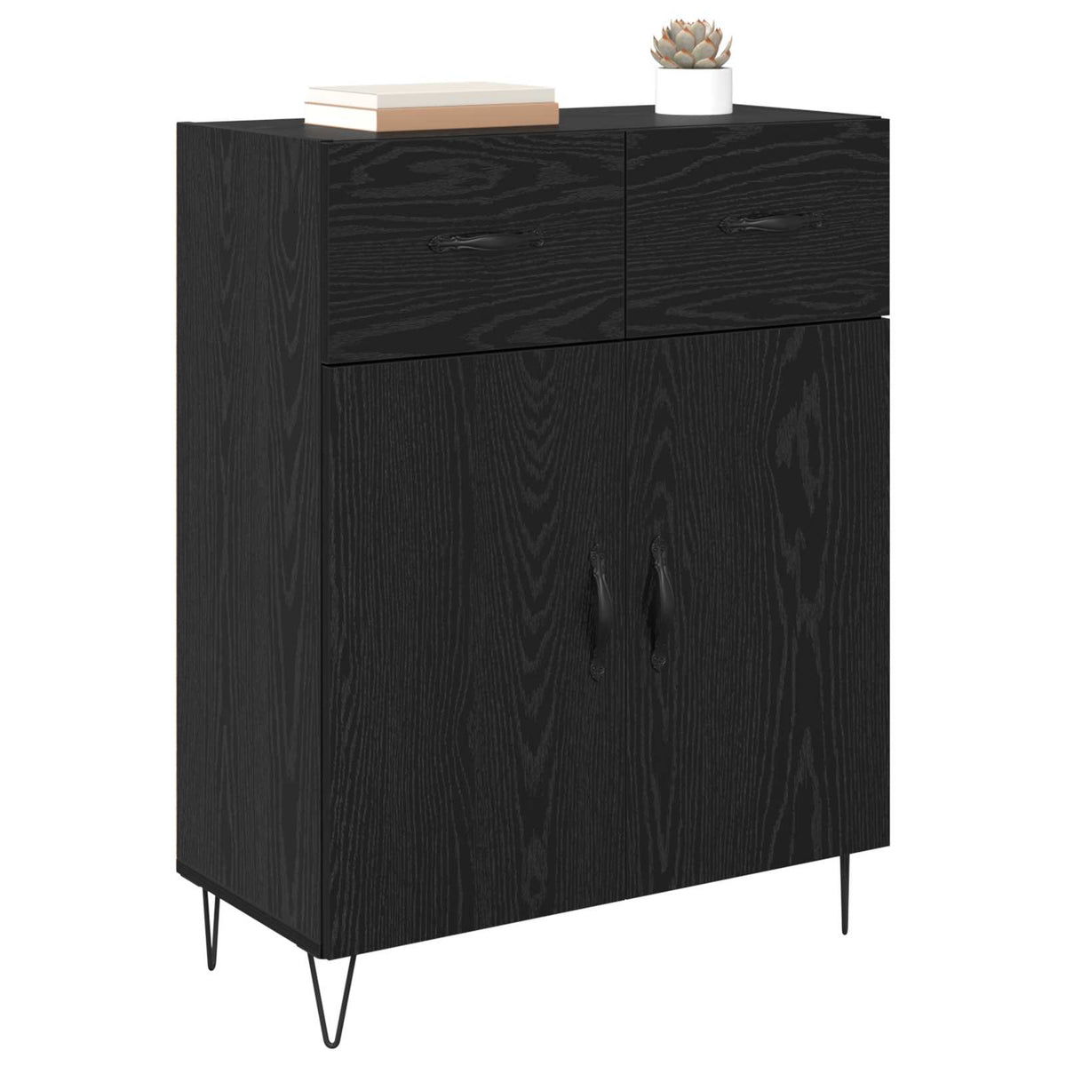 Vidaxl dressoir zwart eiken 69,5 x 34 x 90 cm bewerkt hout