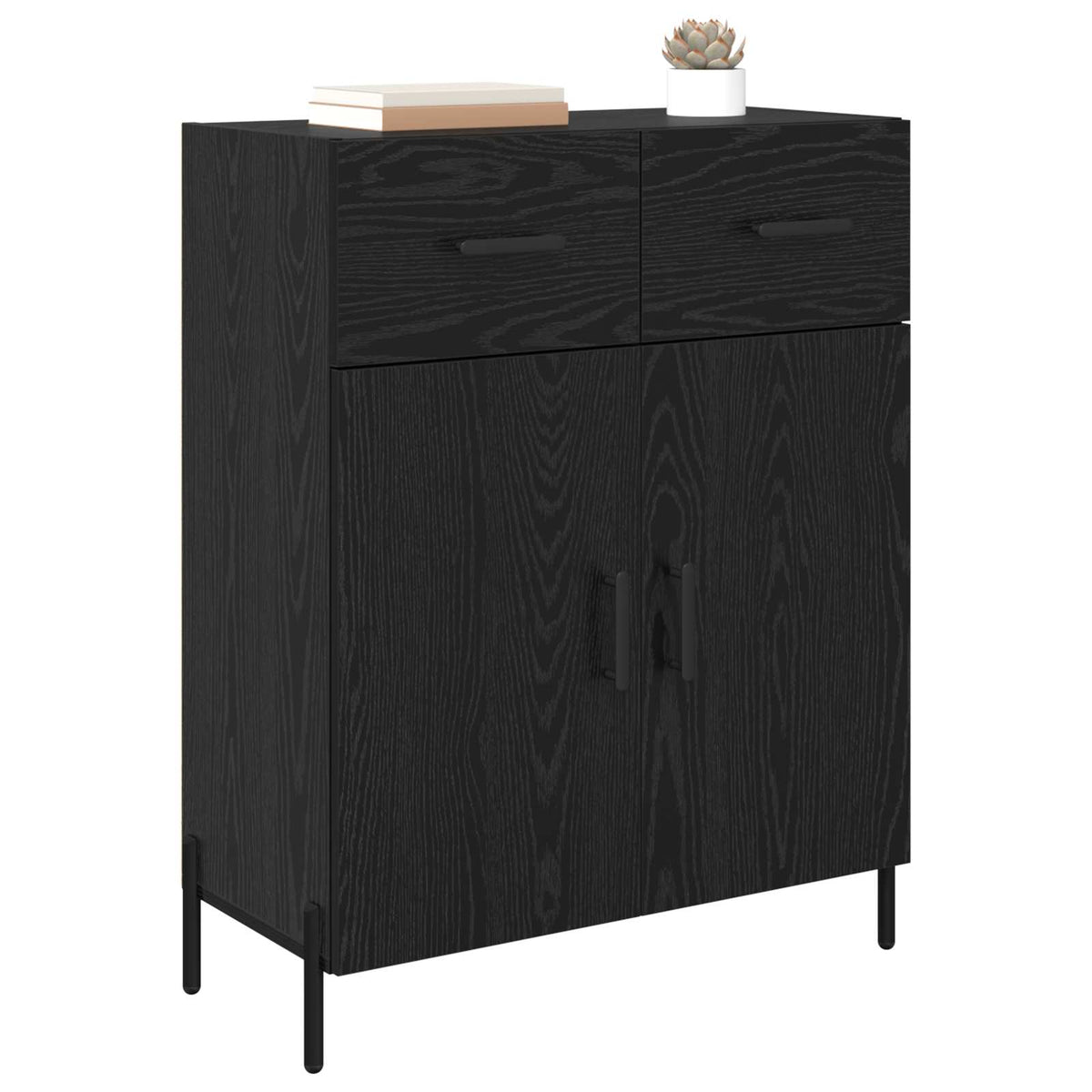 Vidaxl dressoir zwart eiken 69,5 x 34 x 90 cm bewerkt hout
