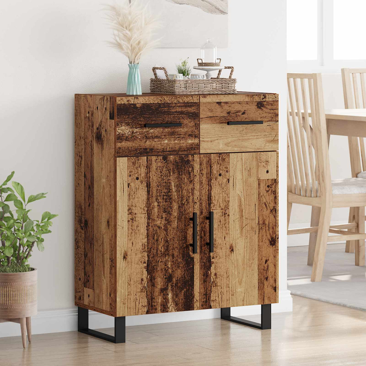 Vidaxl dressoir oud hout 69,5 x 34 x 90 cm bewerkt hout