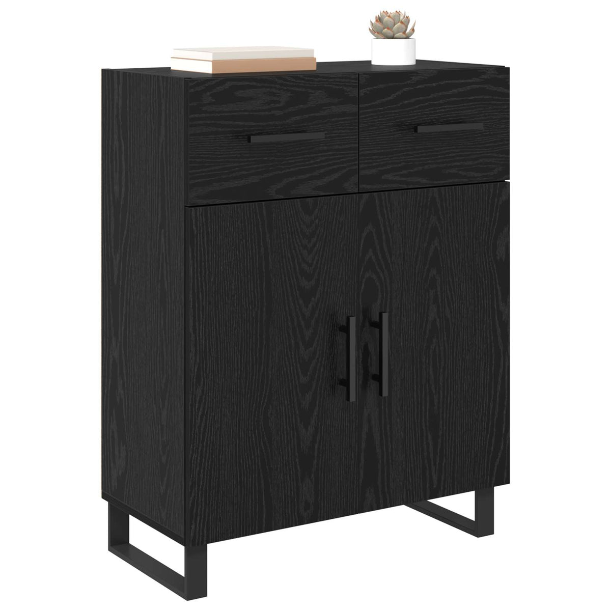 Vidaxl dressoir zwart eiken 69,5 x 34 x 90 cm bewerkt hout
