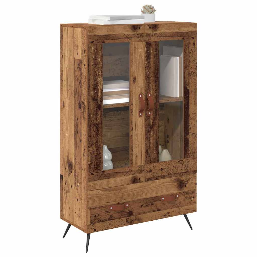 Vidaxl highboard oud hout 69,5 x 31 x 115 cm geengineerd hout en glas