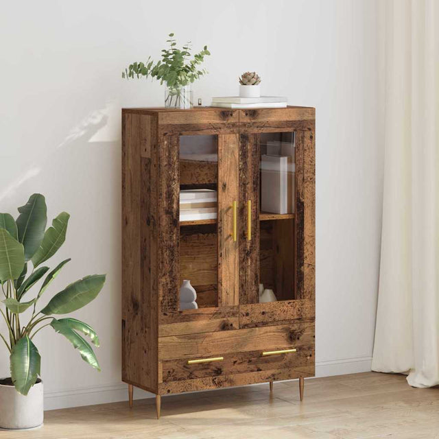 Vidaxl highboard oud hout 69,5 x 31 x 115 cm geengineerd hout en glas