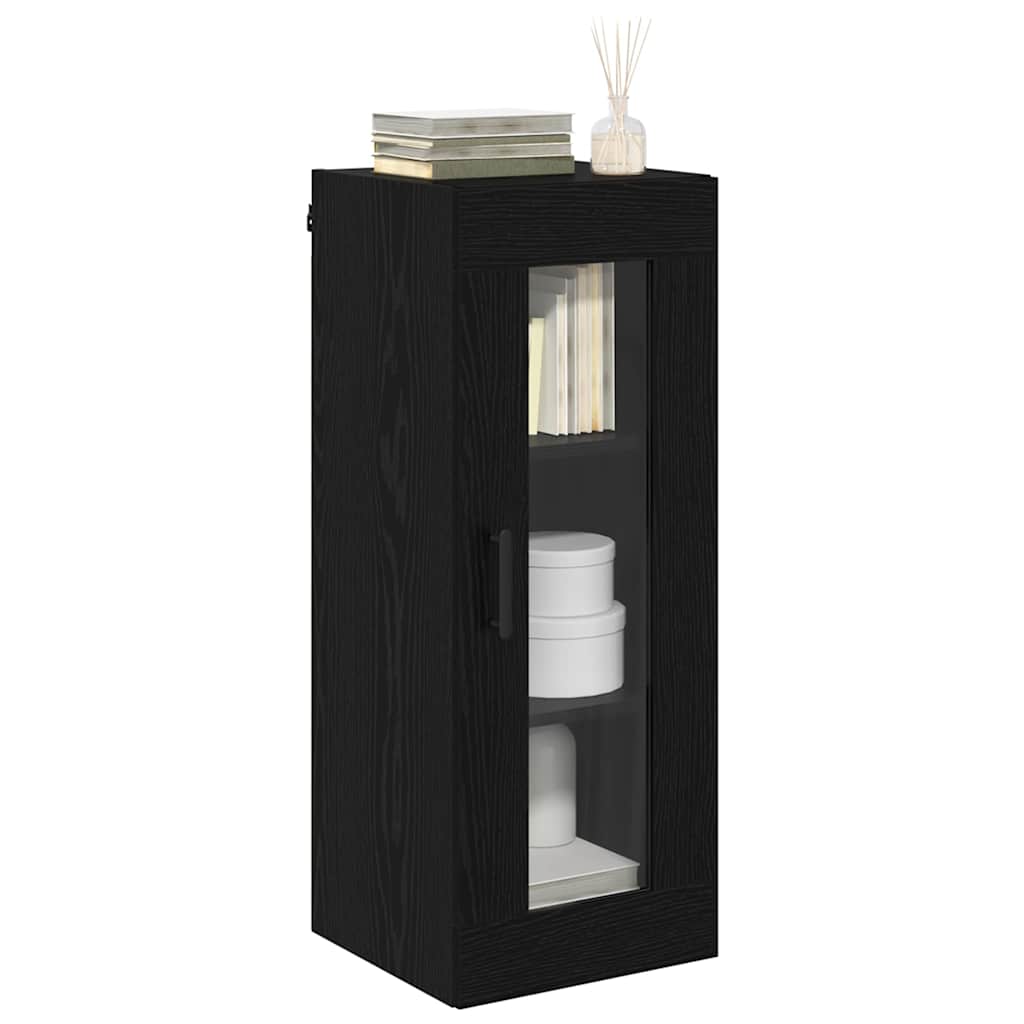 Vidaxl wandkast zwart eiken 34,5 x 34 x 90 cm geengineerd hout en glas