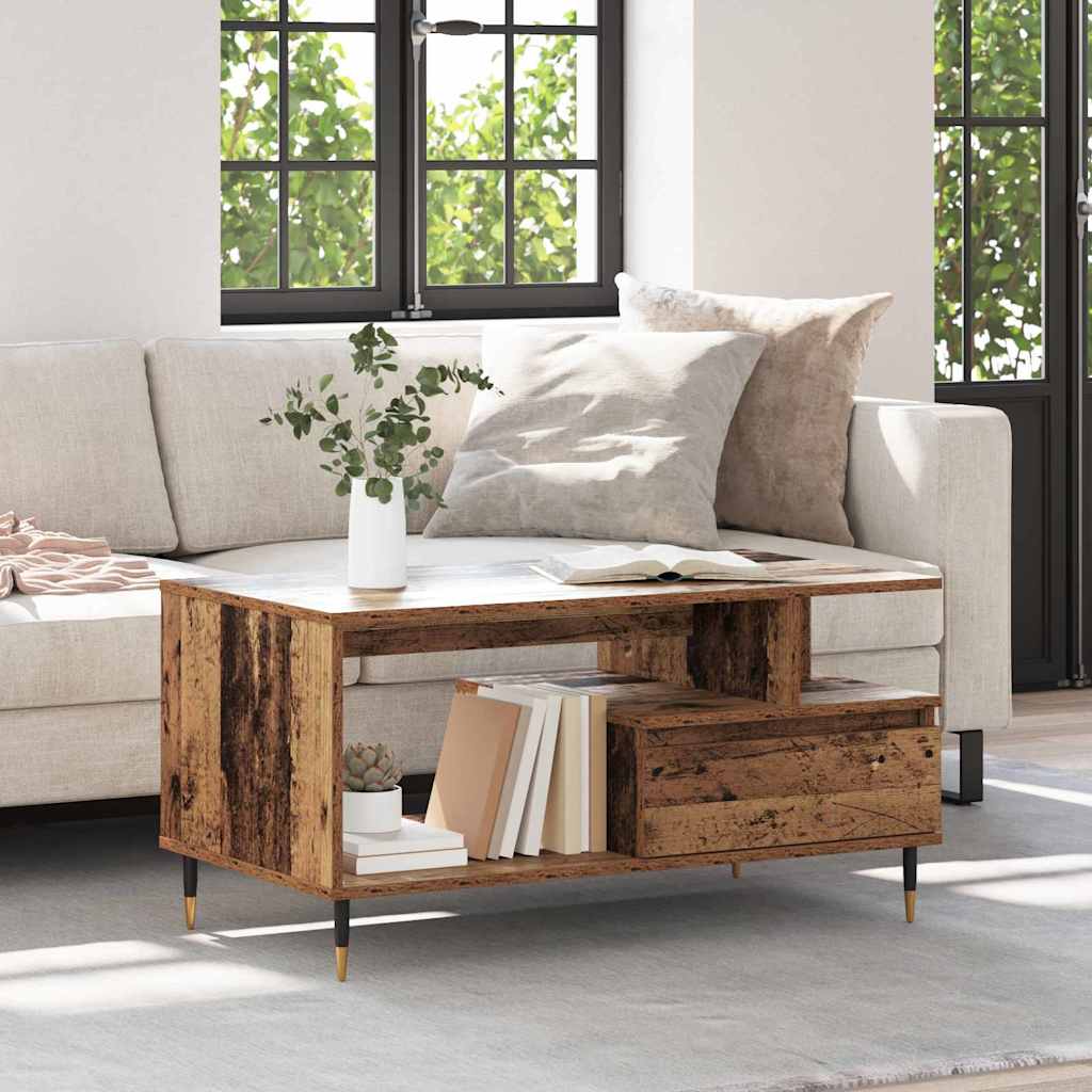 Vidaxl salontafel oudhout 90 x 49 x 45 cm bewerkt hout