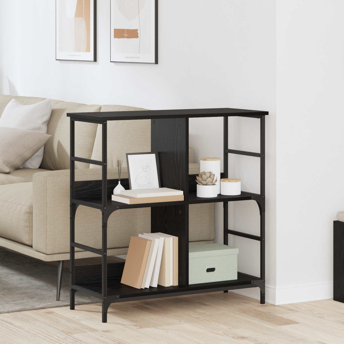 Vidaxl boekenkast 4-laags 78,5 x 33 x 82 cm bewerkt hout zwart eiken