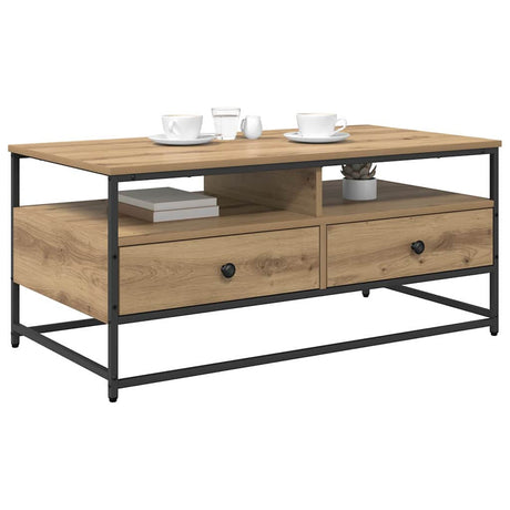 Vidaxl salontafel artisanaal eiken 100 x 51 x 45 cm bewerkt hout