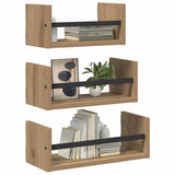 Vidaxl wandplankenset 3 st artisan eiken 40x16x14cm bewerkt hout