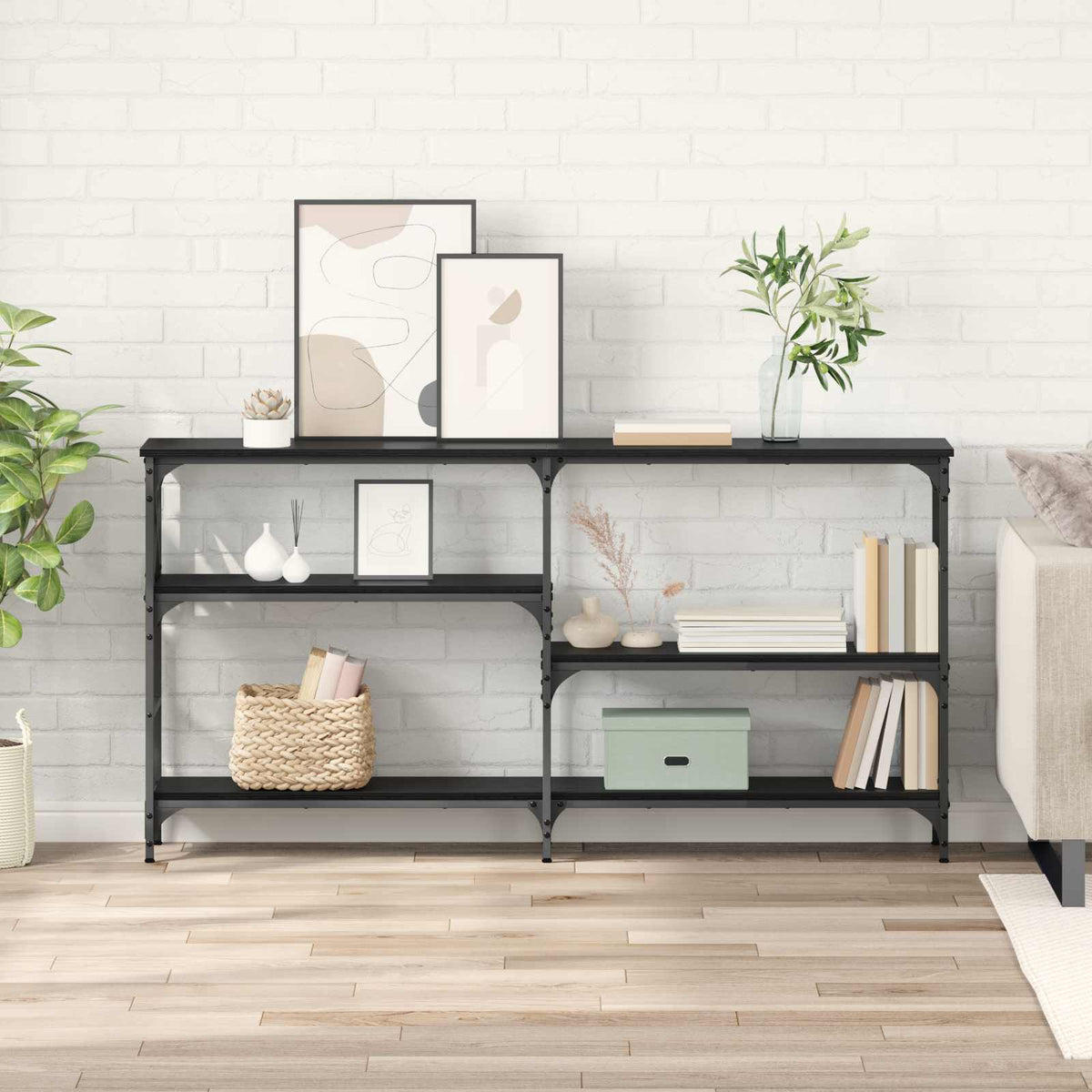 Vidaxl wandtafel zwart eiken 150 x 29 x 76,5 cm bewerkt hout