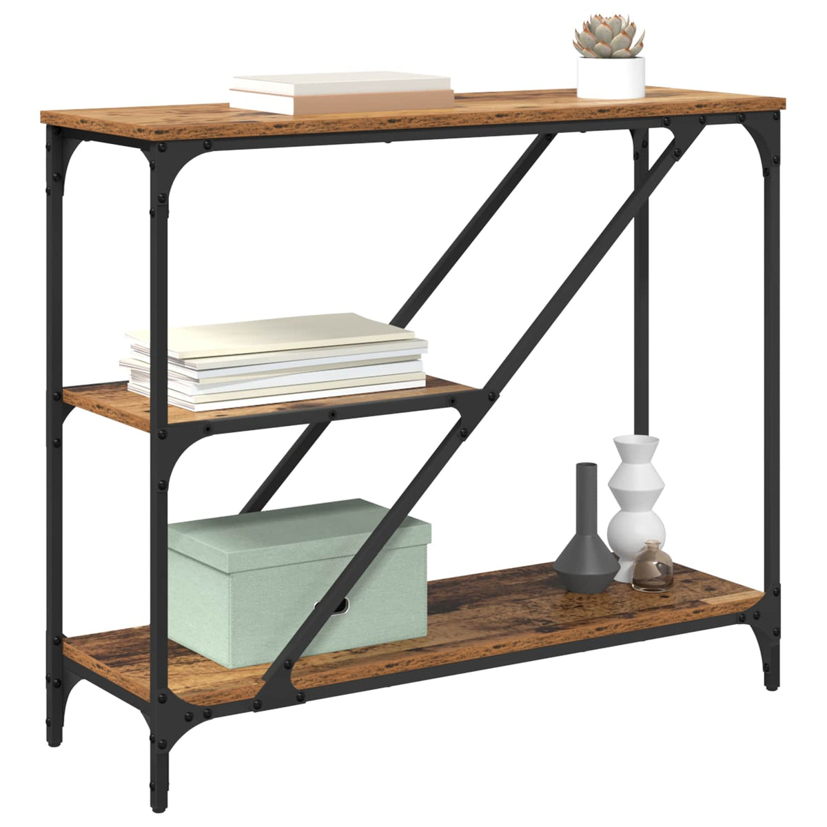 Vidaxl wandtafel oud hout 88,5 x 30 x 75 cm bewerkt hout