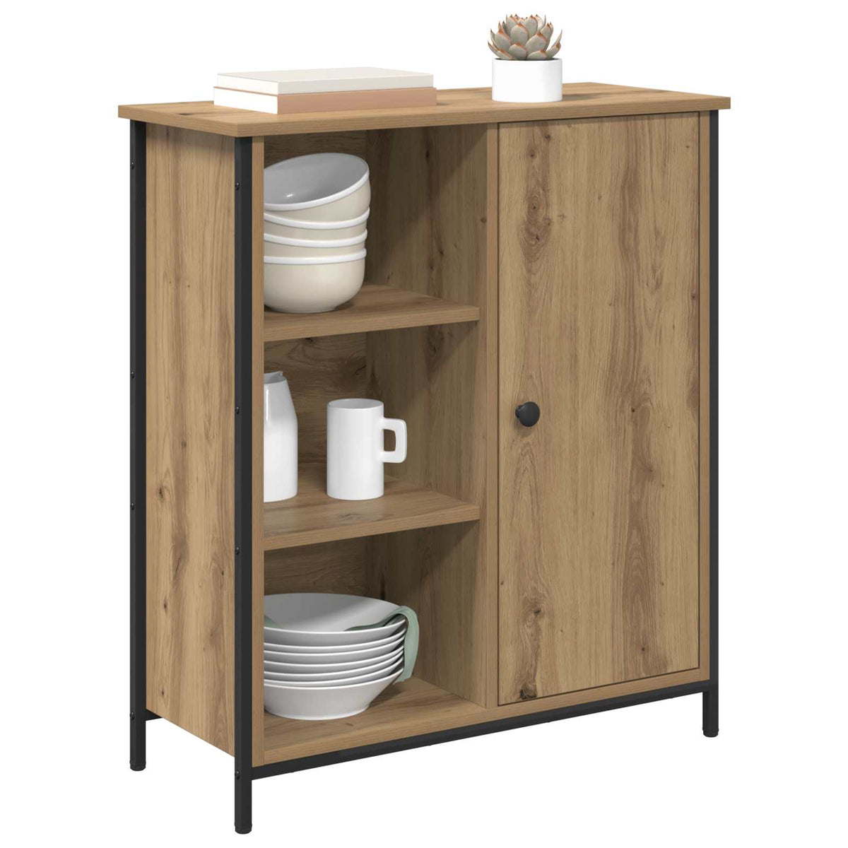 Vidaxl dressoir artisan eiken 70 x 30 x 80 cm bewerkt hout