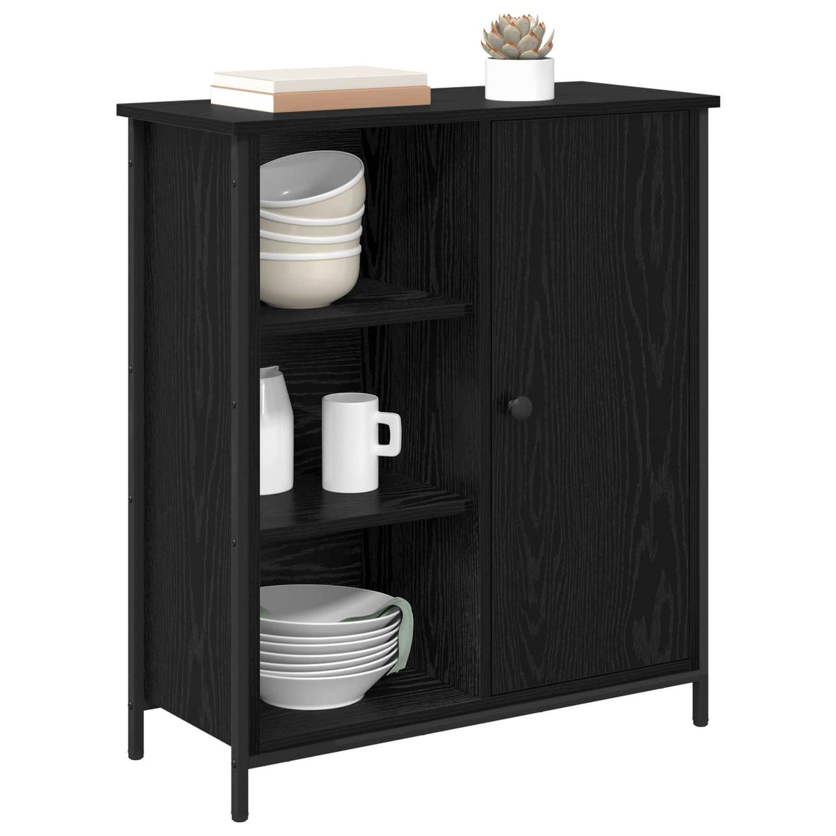Vidaxl dressoir zwart eiken 70 x 30 x 80 cm bewerkt hout